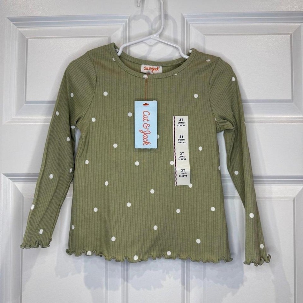 C&J Girls Polka Dot Long Sleeve Shirt Size 3T NWT